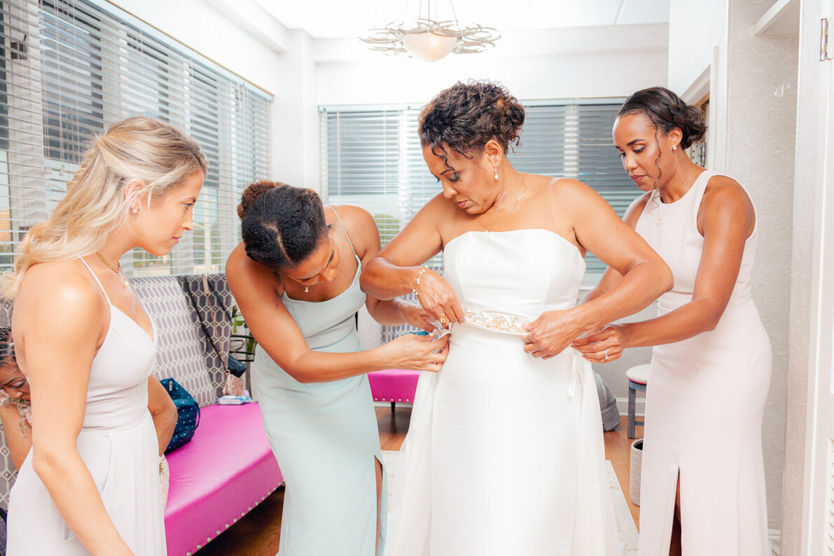 Bride getting ready in Southeast Virginia with professional wedding photography.
